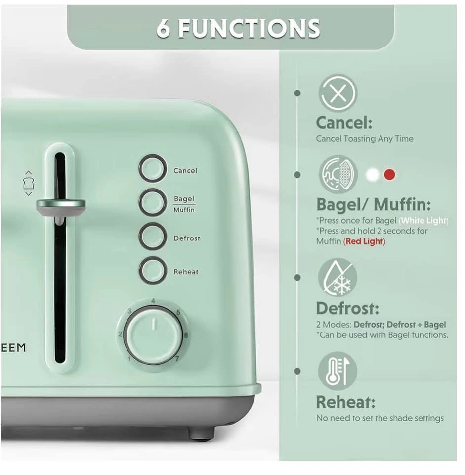BUYDEEM DT640 4-Slice Retro Toaster – Cozy Greenish – Like New! - photo 5