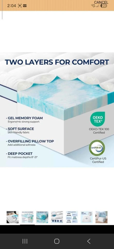 Dual Layer Memory Foam Mattress Topper - photo 2