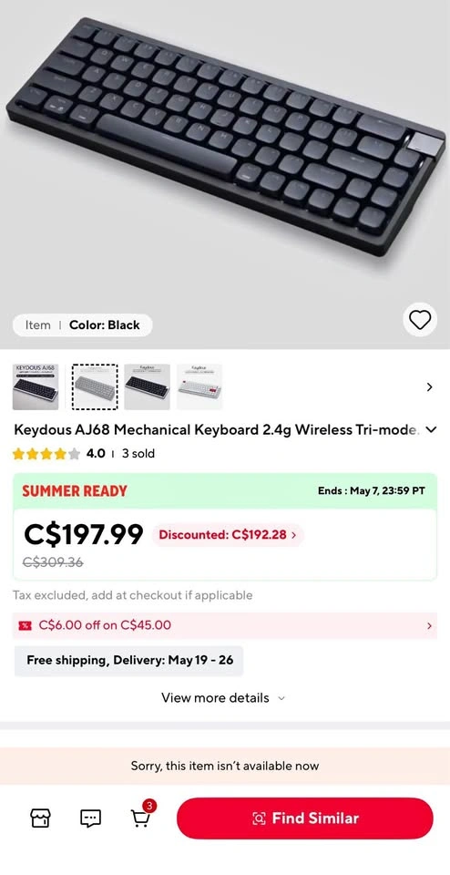 Keydous AJ68 Mechanical Keyboard - Black