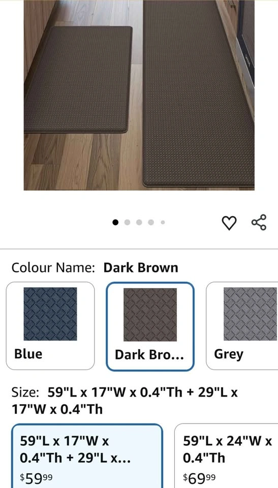 Brand New Dark Brown Memory Foam Kitchen Mat Set - photo 2