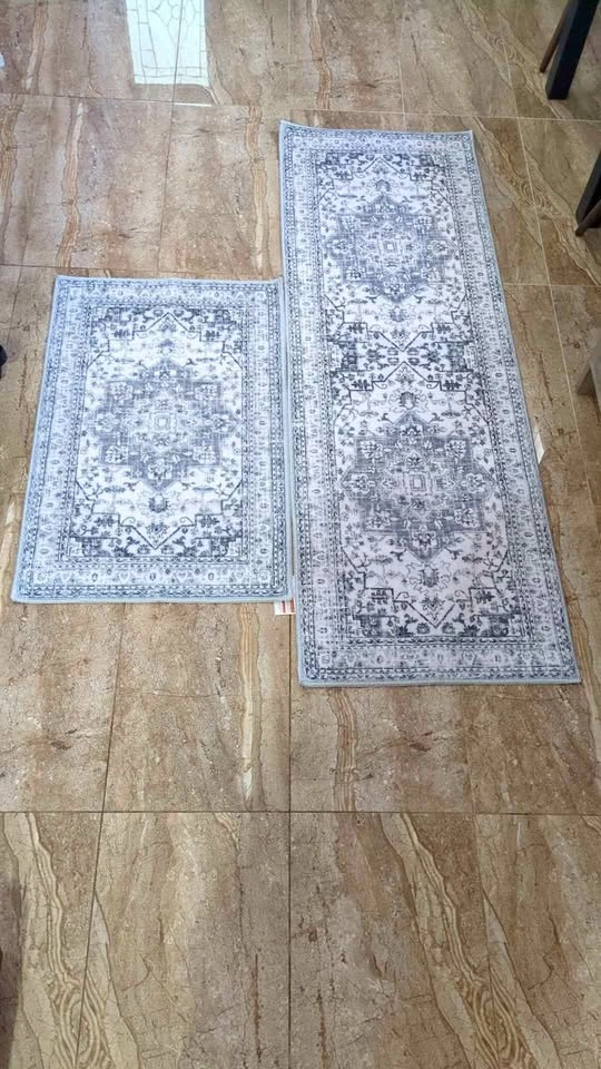 Stylish Turkish Kitchen Rug and Runner Set - 2 Piece
