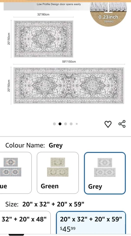 Stylish Turkish Kitchen Rug and Runner Set - 2 Piece - photo 2