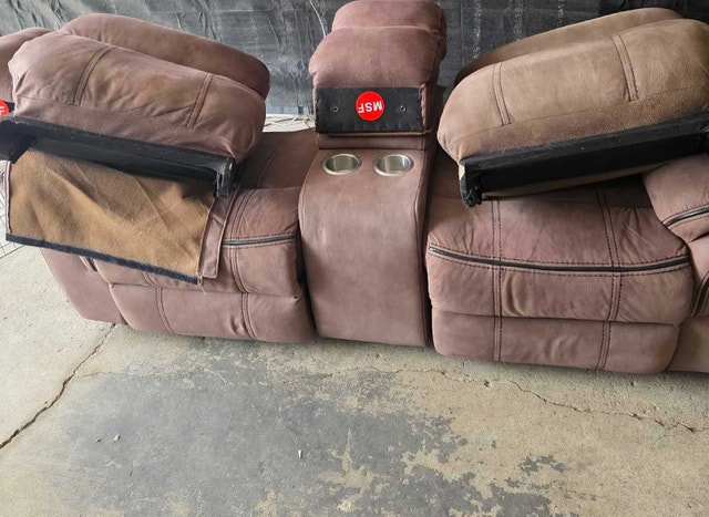 Comfortable Brown Microfiber Power Reclining Loveseat