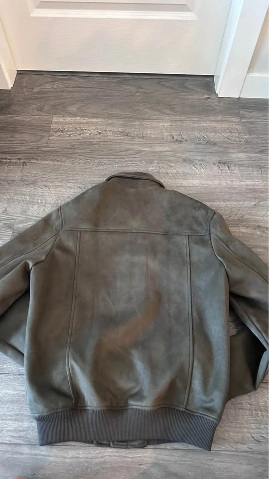 Zara Men's Olive Green Suede-Like Bomber Jacket - photo 5