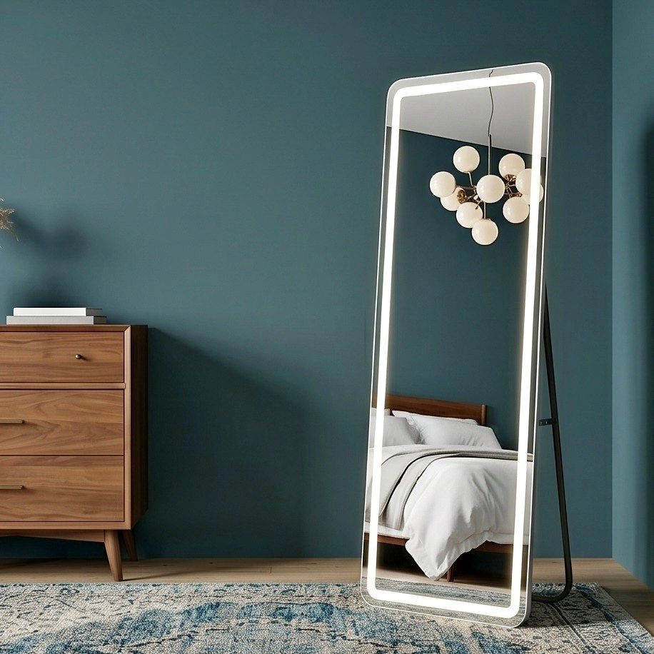 LED Full-Length Floor Mirror - 3 Color Lighting $160