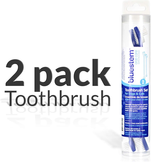 NEW Bluestem Pet Toothbrush Set - 2 Double-Sided Dogs and Cats