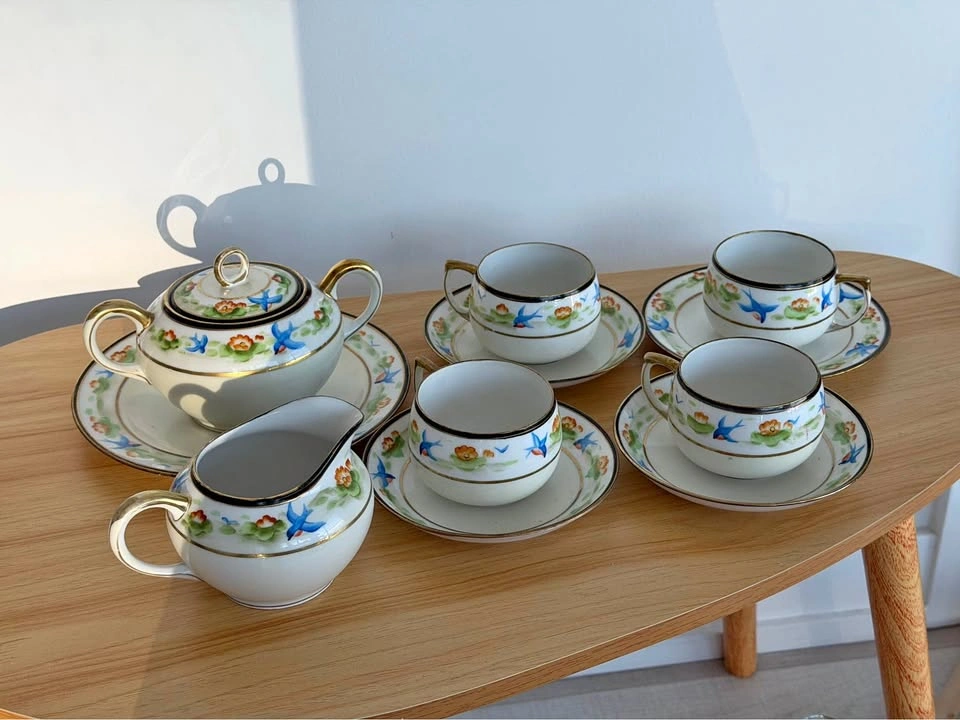Hand Printed Antique Japanese Vintage Tea Set