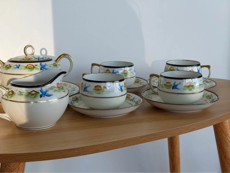 Hand Printed Antique Japanese Vintage Tea Set - photo 2