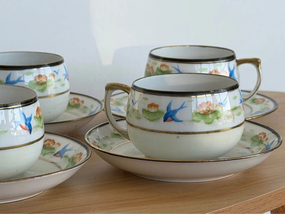 Hand Printed Antique Japanese Vintage Tea Set - photo 3