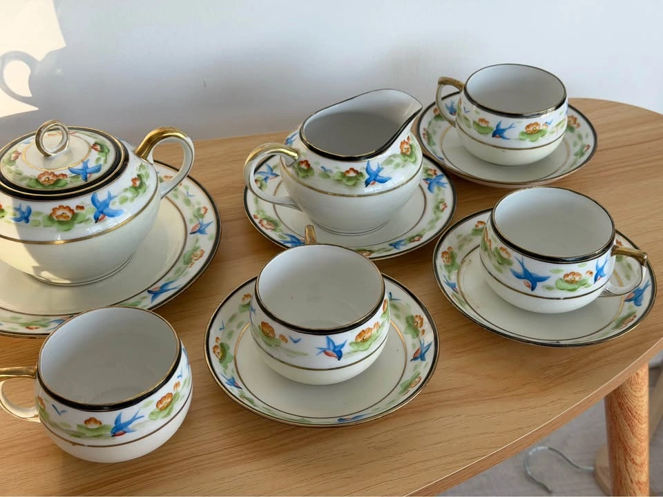 Hand Printed Antique Japanese Vintage Tea Set - photo 4