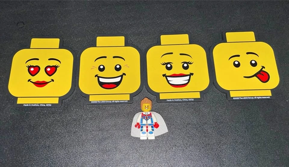 Lego Dual-sided Drink Coasters (Set of 4, includes minifigure)