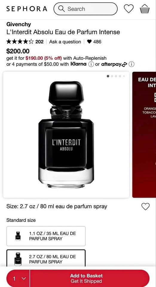 Givenchy L'Interdit Absolu Eau de Parfum. Beautiful Fragrance.