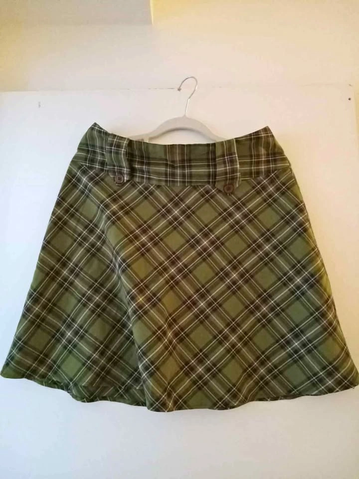 Green Plaid Skirt - Small