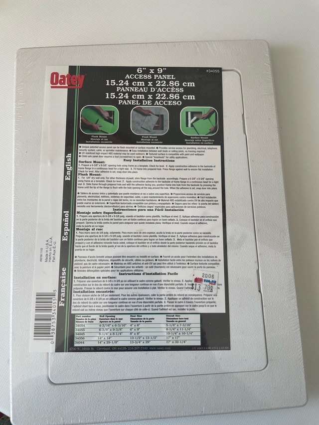 New Oatey 6" x 9" Access Panel