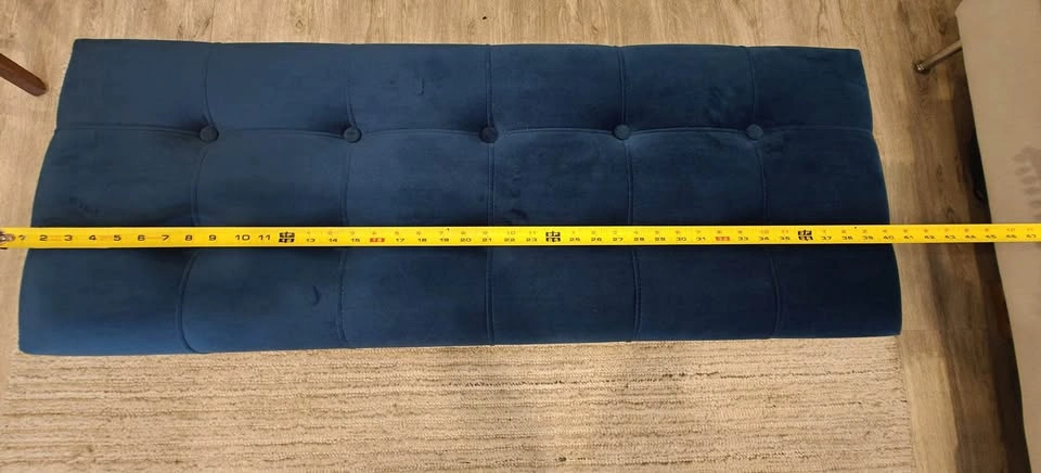 Blue Velvet Tufted Storage Ottoman Bench Gold Base - photo 5