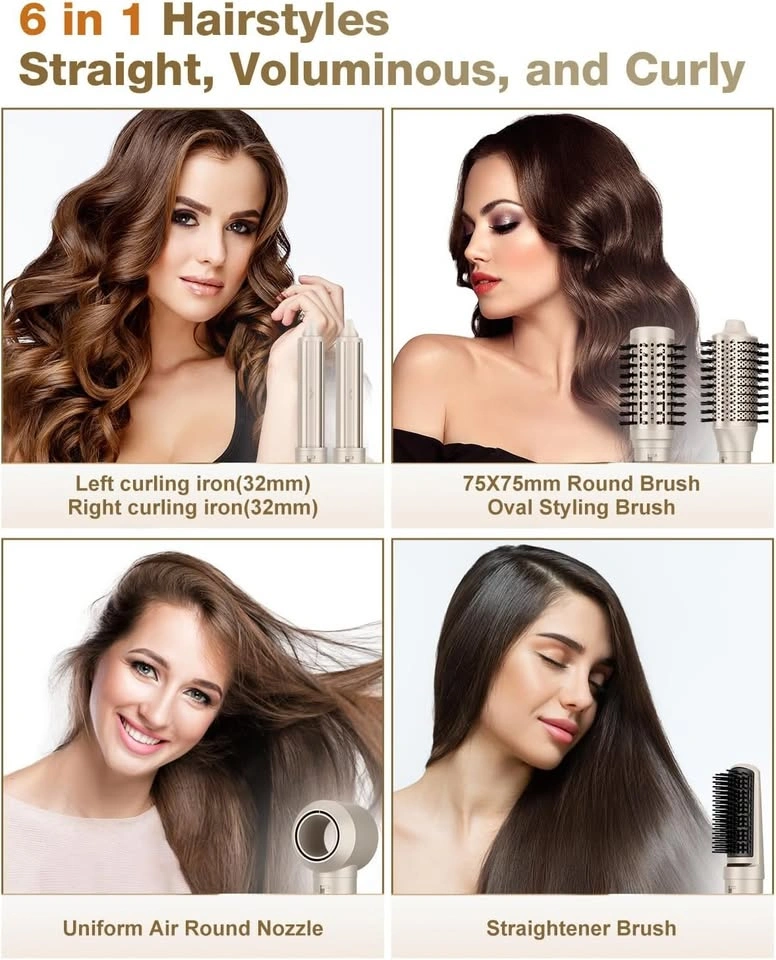 7MAGIC Hair Dryer Brush & 6 in 1 Hair Styler, Silver - photo 3