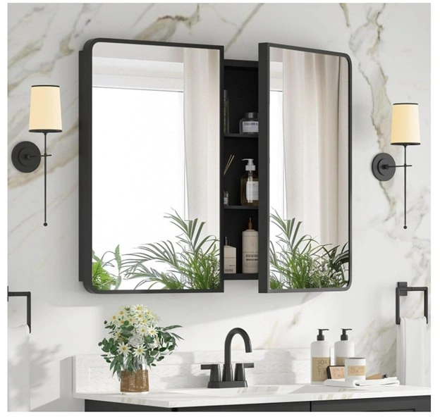Brand NEW 24x30 Black Mirrored Bathroom Medicine Cabinet