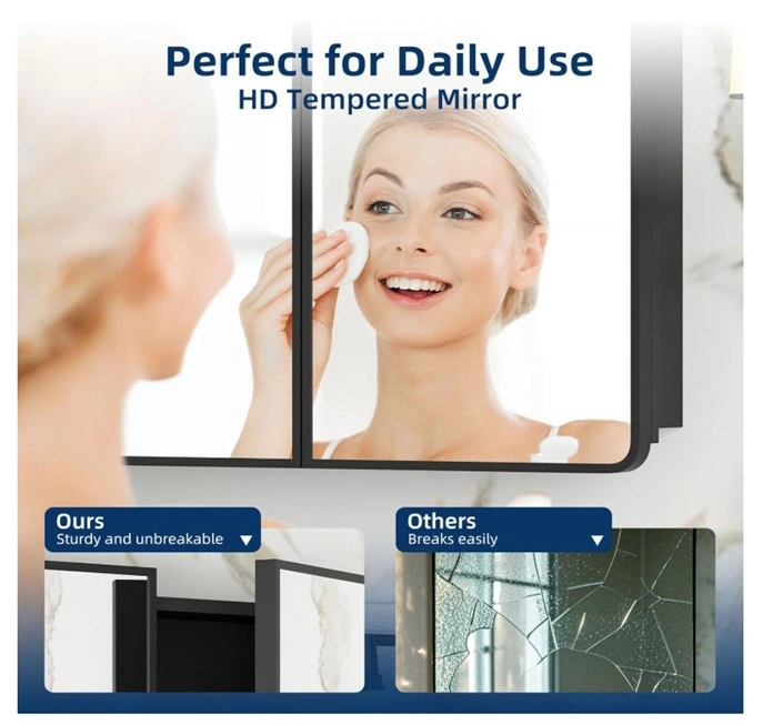 Brand NEW 24x30 Black Mirrored Bathroom Medicine Cabinet - photo 4