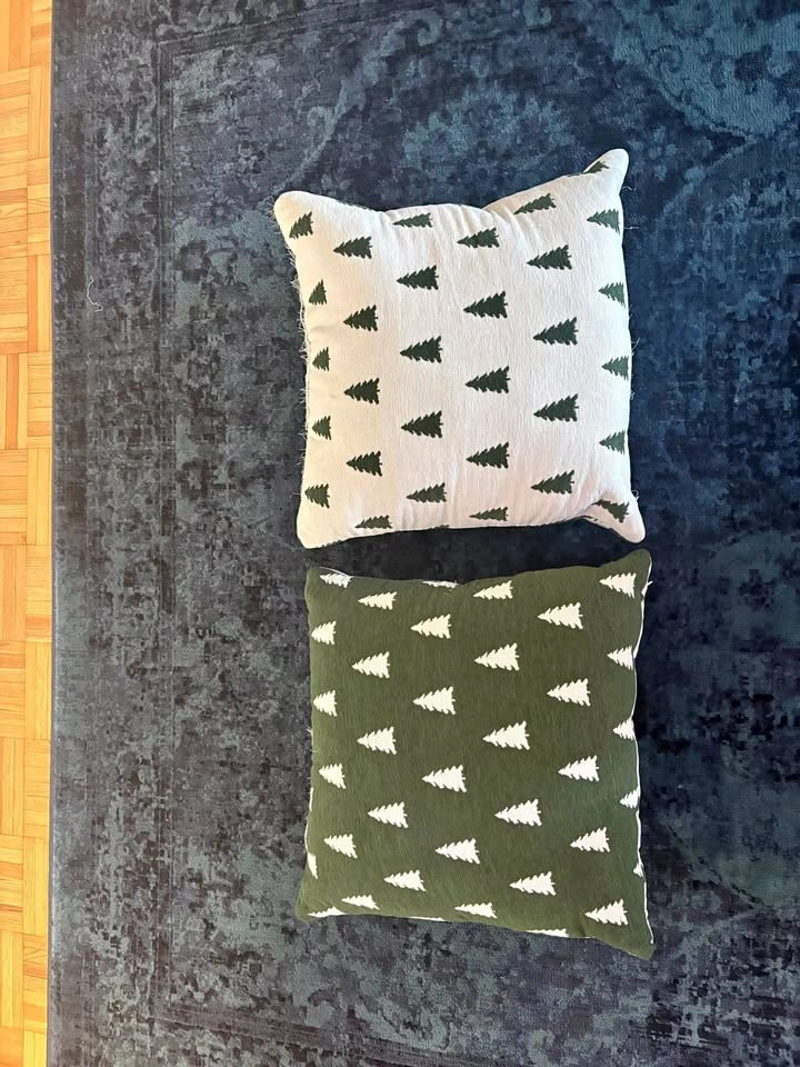 Green and white pillows