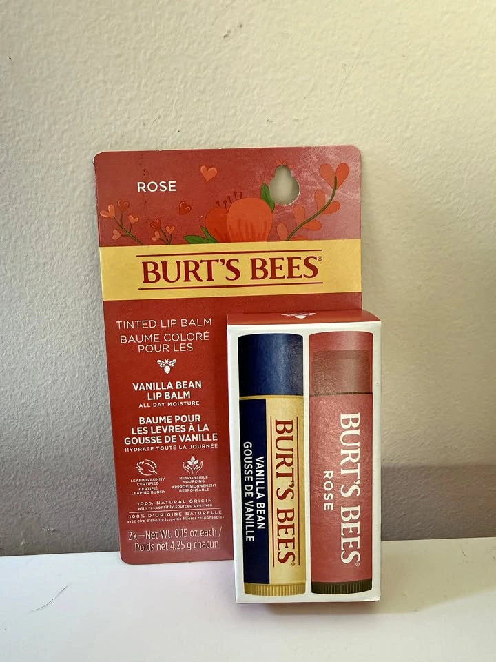 Burt's Bees Lip Balm Pack of 2 - Vanilla Bean, Rose