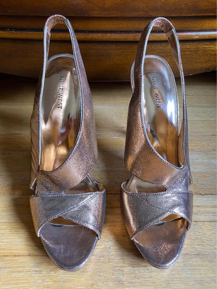 Ladies rose gold open toe heel size 10 - photo 2