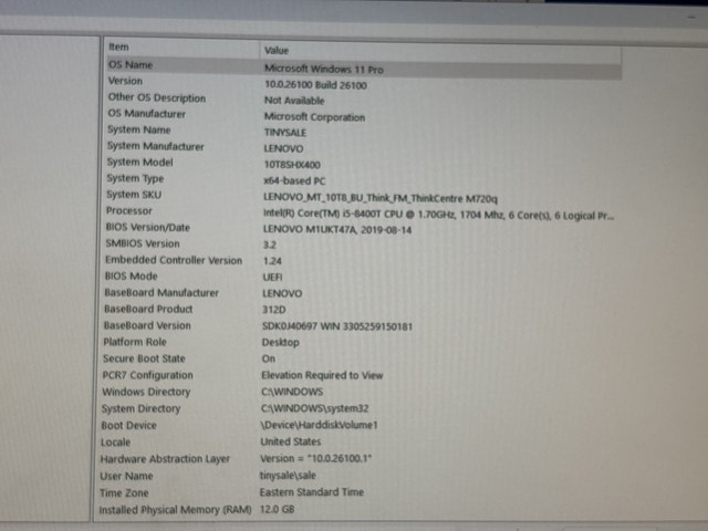 Lenovo M720q Mini Desktop - Core i5 Gen 8, 8GB RAM, 256GB SSD - photo 4