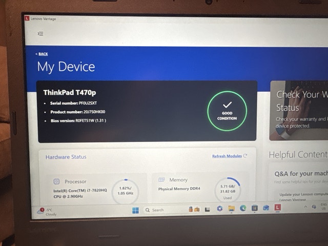 Lenovo ThinkPad T470p i7-7820HQ 32GB RAM 500GB SSD - photo 2