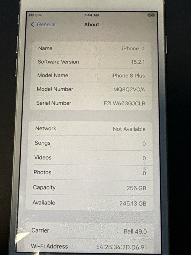 Apple iPhone 8 Plus - unlocked, 256GB, battery 81%