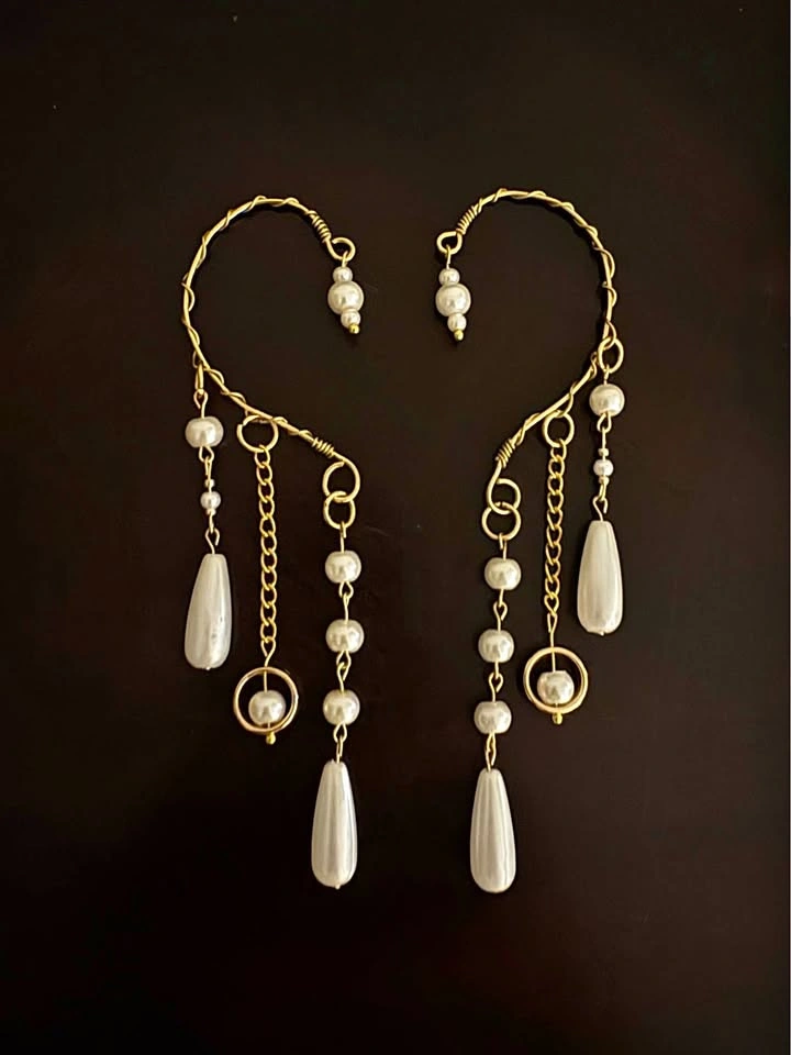Gold Pearl Ear Cuffs