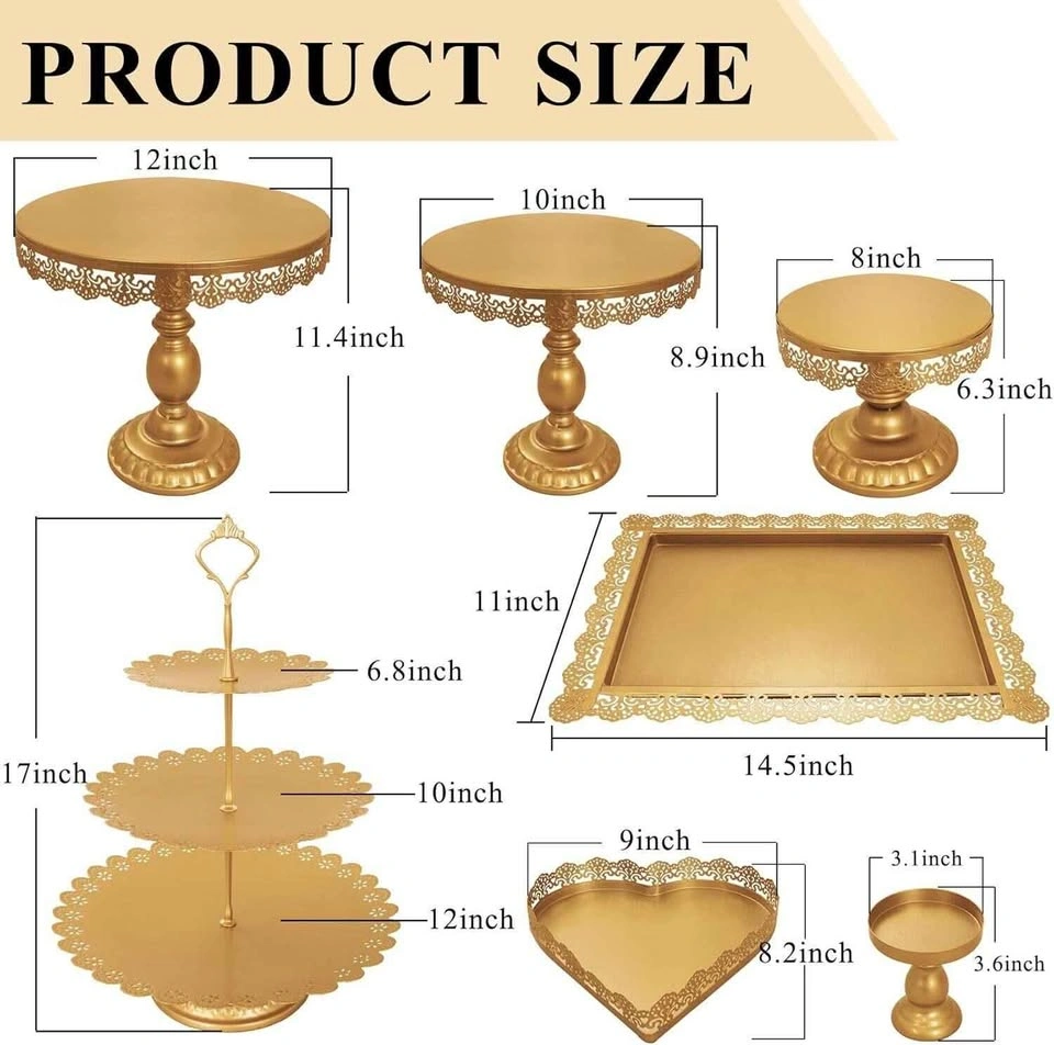 Jalancy Gold Cake Stand Set - 9 Metal Cake Stands - photo 2