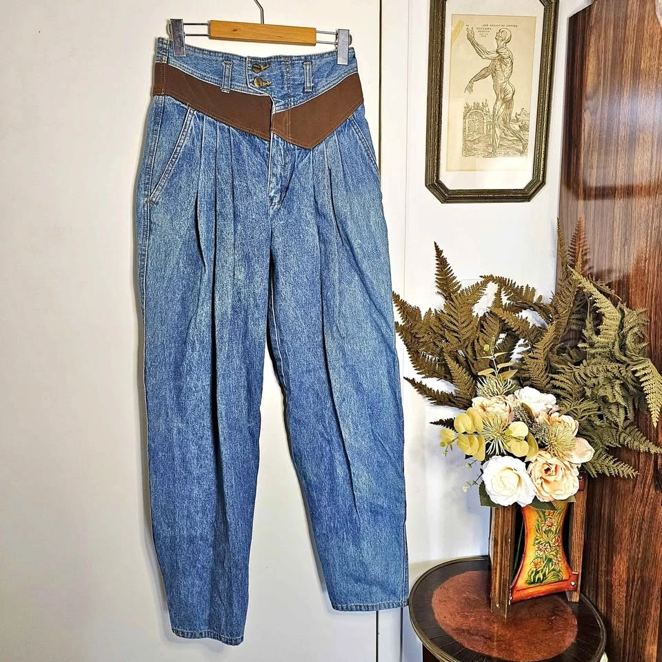 Vintage Western Pleated Balloon Jeans - 80s/90s - Size 6