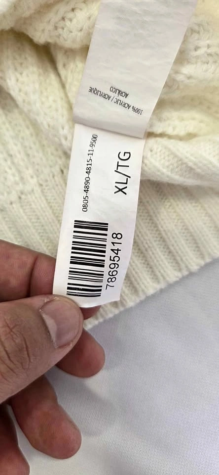 Cream Quarter-Zip Knit Sweater Size XL
