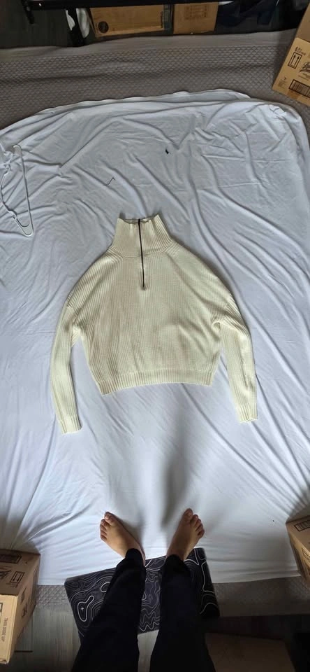 Cream Quarter-Zip Knit Sweater Size XL - photo 4