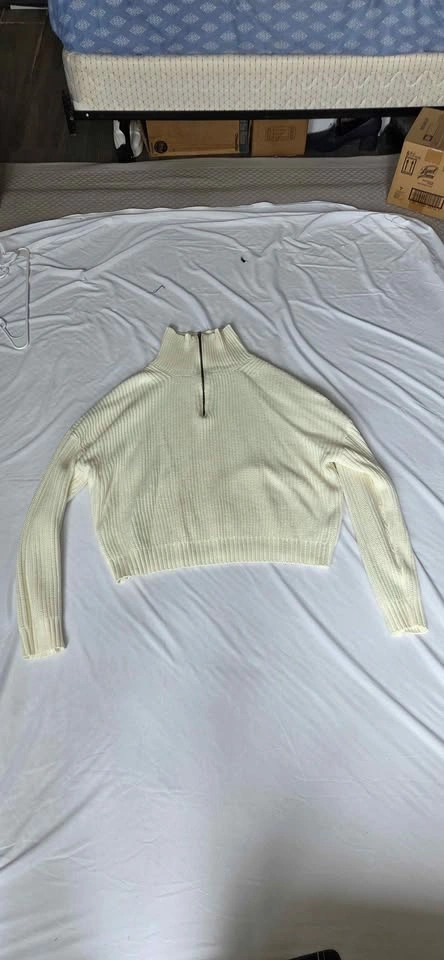 Cream Quarter-Zip Knit Sweater Size XL - photo 5
