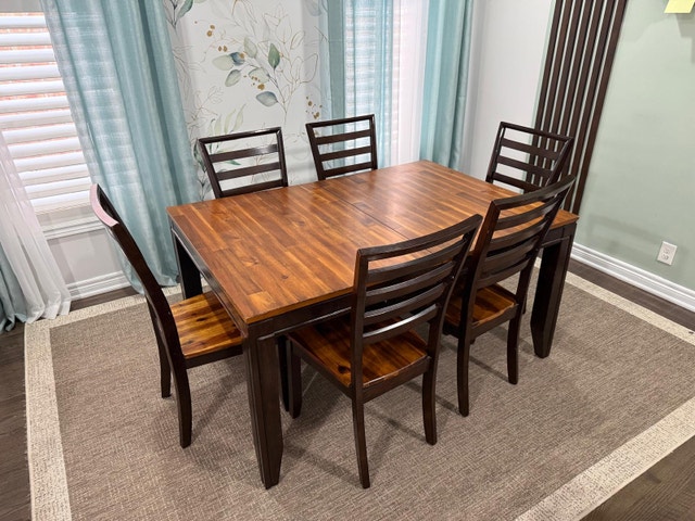 Wood Dining Table with 8 Chairs
