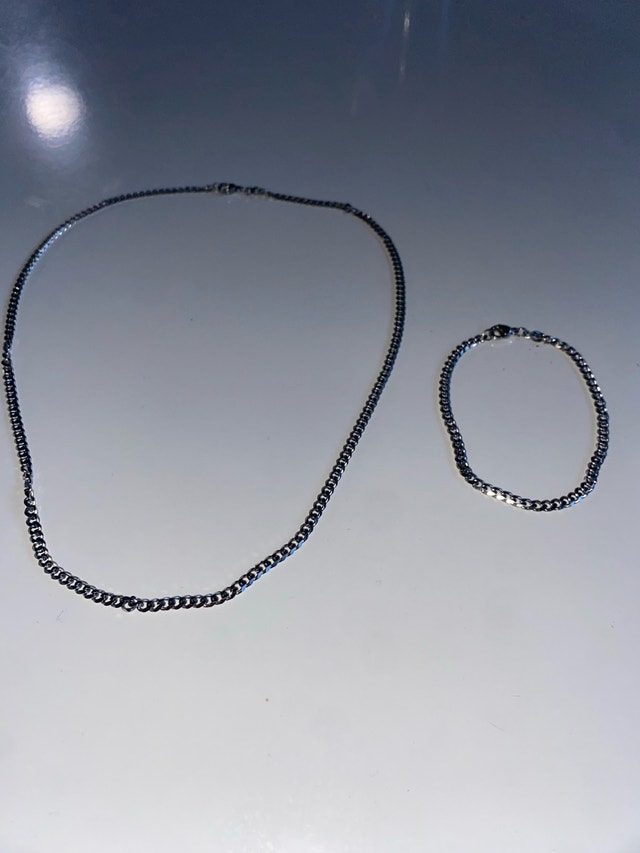 2 Piece Silver Chain (Necklace & Bracelet)
