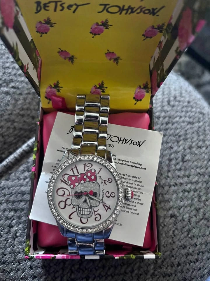 Betsey Johnson Sugar Skull Watch with Crystal Bezel