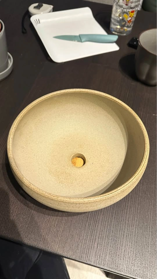 Round Unglazed Ceramic Bonsai Pot with Bamboo Tray - photo 5