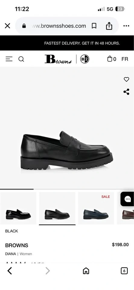 Browns Diana Women's Black Leather Loafers