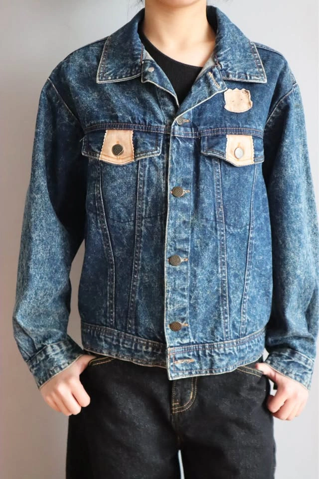 Billy John Acid Wash Denim Jacket M Football Embroidery - photo 3