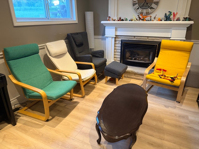 IKEA Poang Chair - Green, White, Yellow