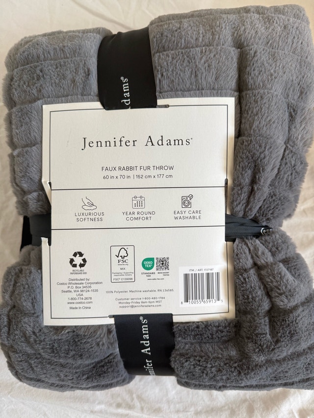 Jennifer Adams Faux Rabbit Fur Throw - New