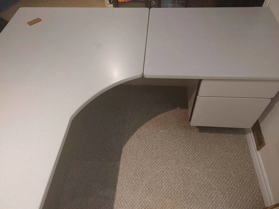 Light Gray L-Shaped Desk with Drawers - photo 2