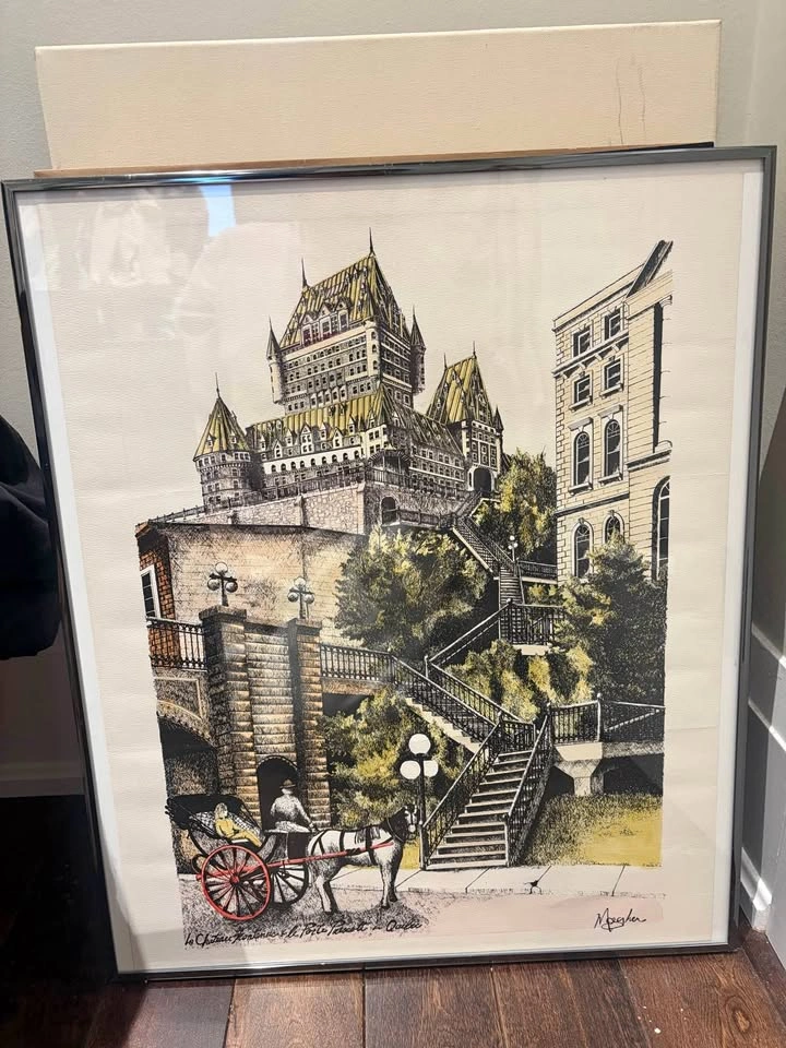 Metallic glass frame with artwork