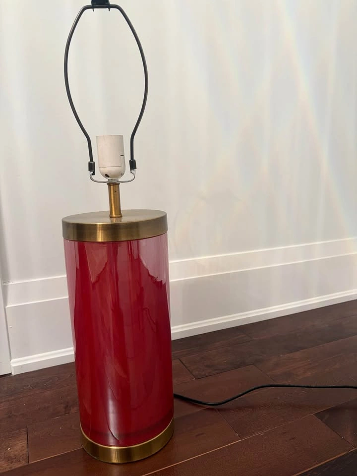 Deep Red Lamp with Bronze Brass Base - photo 2