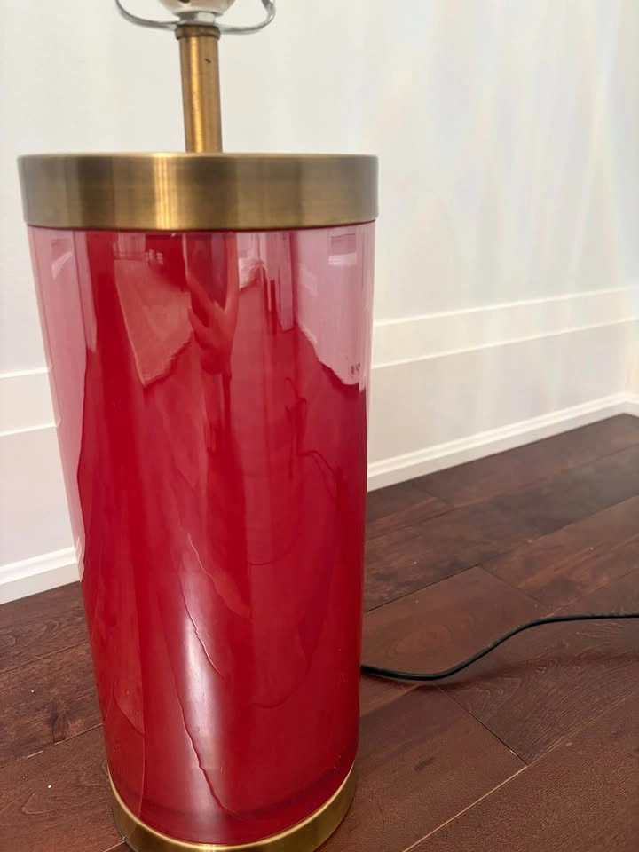 Deep Red Lamp with Bronze Brass Base - photo 3