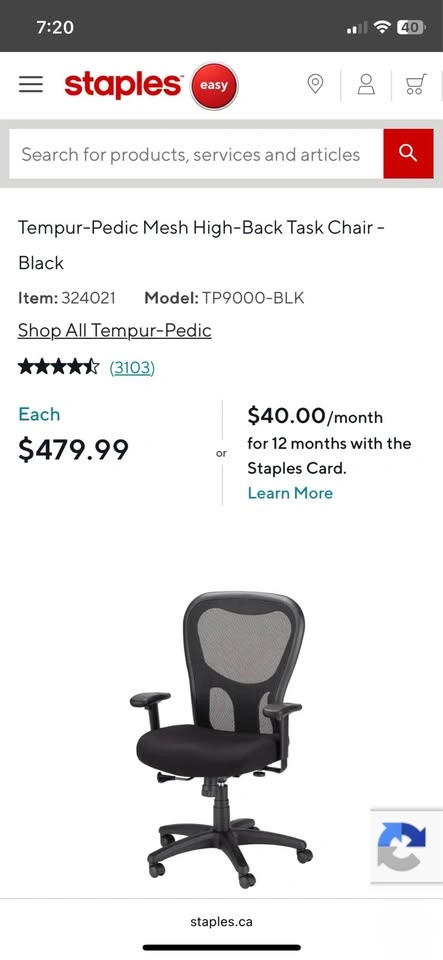 Tempur-Pedic Mesh High-Back Task Chair - Black - photo 5