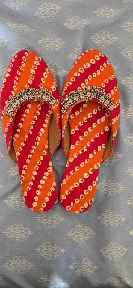 Bandhani Print Embellished Mules - photo 3