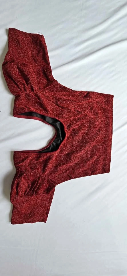 Shimmering Metallic Puff Sleeve Crop Tops / Blouse