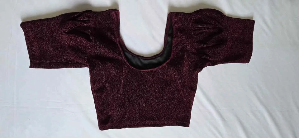 Shimmering Metallic Puff Sleeve Crop Tops / Blouse - photo 5